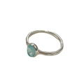Adjustable S925 sterling silver ring with irregular texture and oval blue gemstone - 925 Silver / Individual Oval Aquamarine Ring (SN3024)