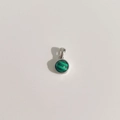 Pendentif rond en argent sterling S925 avec pierre précieuse de malachite verte - Argent 925 / Malachite-Couleur Or Blanc