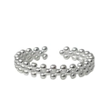 Minimalist S925 sterling silver open ring with double-layered bead design for women - Double Row Bead Open Style (DQ8416R)