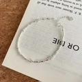 Minimalist S925 sterling silver bamboo chain bracelet with beads and heart tag - Bamboo Joint Spliced Bracelet