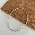 Bracciale minimalista in argento sterling S925 con tubi di bambù e ciondolo a cuore - Argento 925 / Argento