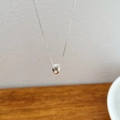 Detalle de un colgante de frijol minimalista en plata 925 sobre una cadena de caja fina - Plata 925 / Plata
