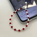 Details von Rotachat-Perlenarmband mit silbernen Zylindern und Herzanhänger-Verlängerung - 925er Silber / Armband - Silber