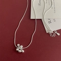 S925 sterling silver necklace featuring a polished cluster of five silver beads on a chain - Silver