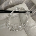 Détail du bracelet en argent S925 avec cristaux ovales clairs et billes d'argent - Argent 925 / Argent