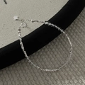 Detailed view of S925 sterling silver bamboo style bracelet with clear crystal beads - 925 Silver / Silver