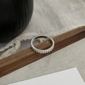Minimalist S925 sterling silver ring with vertical ribbed texture and hallmark engraving - 12# / Silver