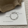 Macro detail of S925 sterling silver multilayer grid ring with retro twisted rope texture - Adjustable Open / Single Layer