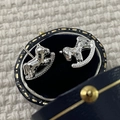 Elegant S925 sterling silver rocking horse stud earrings with hammered texture finish - 925 Silver / Silver