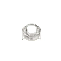 Silver crescent dumpling handbag with spiral texture and sleek metal ring handle - Silver
