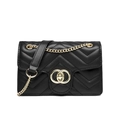 Modern black quilted PU leather crossbody bag with elegant gold chain strap and clasp - 200*80*120mm / Black