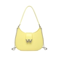 Light yellow PVC crescent underarm bag with sparkling diamond letter W buckle and chain - 220*70*140mm / Yellow