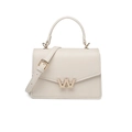 Elegante weiße PU-Leder Umhängetasche mit goldener W-Hardware und praktischem Griff - 20x8x13cm / Weiß