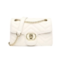 Elegant white PU leather crossbody bag with V-shaped quilting and golden chain strap - 200*80*120mm / White