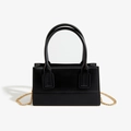 Chic black PVC jelly cube handbag for women with gold chain strap and smooth finish - Black / 200*70*120mm