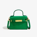 Sac à main vert en cuir PU motif crocodile avec boucle carrée en métal doré élégante - 200*80*140mm / Vert