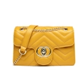 Chic yellow chevron quilted PU leather flap bag with gold chain strap for women - 200*80*120mm / Yellow