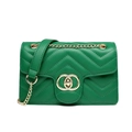 Green chevron quilted faux leather crossbody bag with gold chain strap and ring buckle - 200*80*120mm / Green