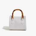Elegant white square jelly bag with natural bamboo handle and gold hardware detail - 200*100*160mm / White