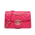 Hot pink quilted chevron crossbody bag with a golden chain strap and a stylish ring lock - 200*80*120mm / Rose Red