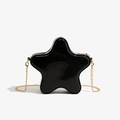 Mini black star-shaped PVC jelly handbag with glossy finish and gold chain strap - Black