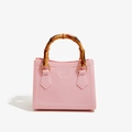 Pink jelly square handbag with classic bamboo handle and gold hardware in Barbie style - 200*100*160mm / Pink