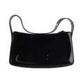 Minimalist glossy black PVC jelly shoulder bag with smooth top zipper and soft handle - 270*80*140mm / Black