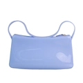 Chic light blue semi-transparent PVC jelly handbag with glossy finish and top zipper - 270*80*140mm / Blue