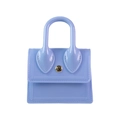 Chic light blue PVC jelly handbag with chain strap and V-pattern embossing - Light Blue