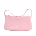 Bolso de mano de PVC rosa efecto gelatina con correa suave y diseño curvo minimalista - Rosa