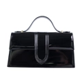 Sac à main en PVC noir brillant avec poignée et boucles dorées au design rétro chic - 250*80*140mm / Noir
