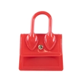 Mini red PVC jelly handbag with chevron pattern and golden snap button closure - Red