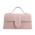 Sac à main chic en PVC rose pâle avec finition brillante et détails dorés - 250*80*140mm / Abricot