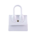 Mini white PVC jelly bag featuring a large top handle and golden metal button closure - White