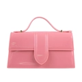Bolso de mano de gelatina de PVC rosa de moda con acabado brillante y asa curva elegante - Rosa