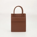 Deep brown geometric textured tote bag with top handles and vertical rectangle shape - 175x85x210mm / Brown