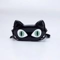 Cute black cat PVC jelly crossbody bag with green eyes and adjustable strap for kids - 180*50*100mm / Black