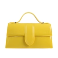 Sac à main tendance en PVC jaune vif avec rabat structuré et boucle dorée élégante - 250*80*140mm / Jaune