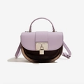 Purple PU leather saddle bag with transparent brown panel and golden buckle detail - 210*70*150mm / Light Purple