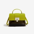 Neon green and translucent grey crossbody bag with Saffiano texture and padlock charm - Yellow