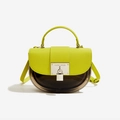 Neon green Saffiano leather and transparent PVC crossbody bag with padlock detail - 210*70*150mm / Yellow