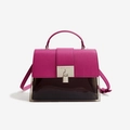 Fuchsia pink PU leather and transparent PVC crossbody bag with silver lock closure - Rose Red