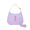 Sac demi-lune en PVC lavande avec boucle dorée et bandoulière réglable - Violet