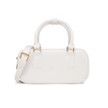 Borsa a mano minimalista in PVC bianco lucido con dettagli dorati e tracolla regolabile - 220*80*100mm / Bianco