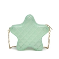 Sternförmige mintgrüne gesteppte Jelly-Tasche mit goldener Kette für Damen - Glitzerndes Minzgrün