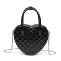 Fashionable black heart-shaped quilted jelly bag with elegant gold chain strap - 190*50*170mm / Black