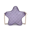 Transparente lila Glitzer-Sterntasche aus PVC mit Rautenmuster und goldener Kette - Glitzerndes Lila
