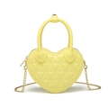 Borsa a cuore in PVC giallo gelatina con trama geometrica e tracolla a catena dorata - Giallo chiaro