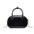 Fashionable black PVC jelly bag for women with gold chain strap and heart handle detail - Black / 190*60*110mm