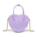 Chic lavender heart-shaped quilted PVC jelly bag with glossy finish and chain strap - 190*50*170mm / Purple